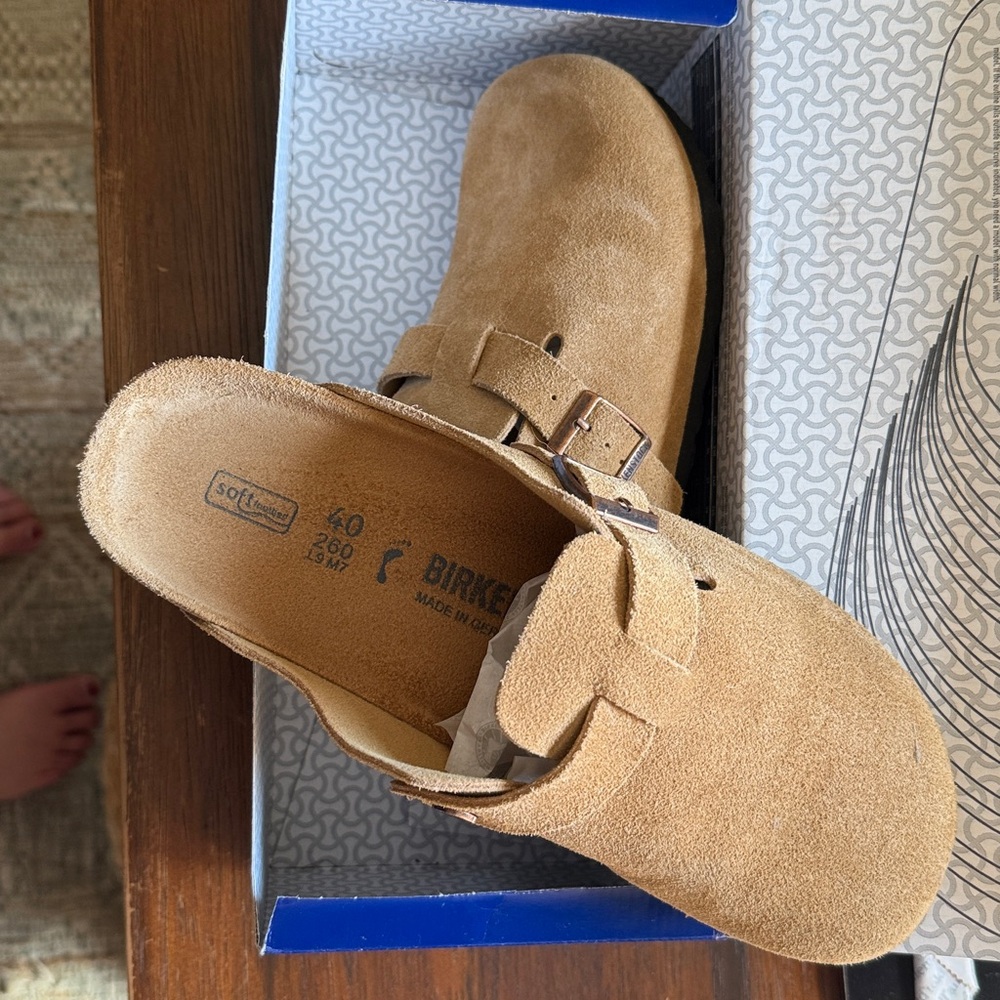 Birkenstock Tan Suede Clogs